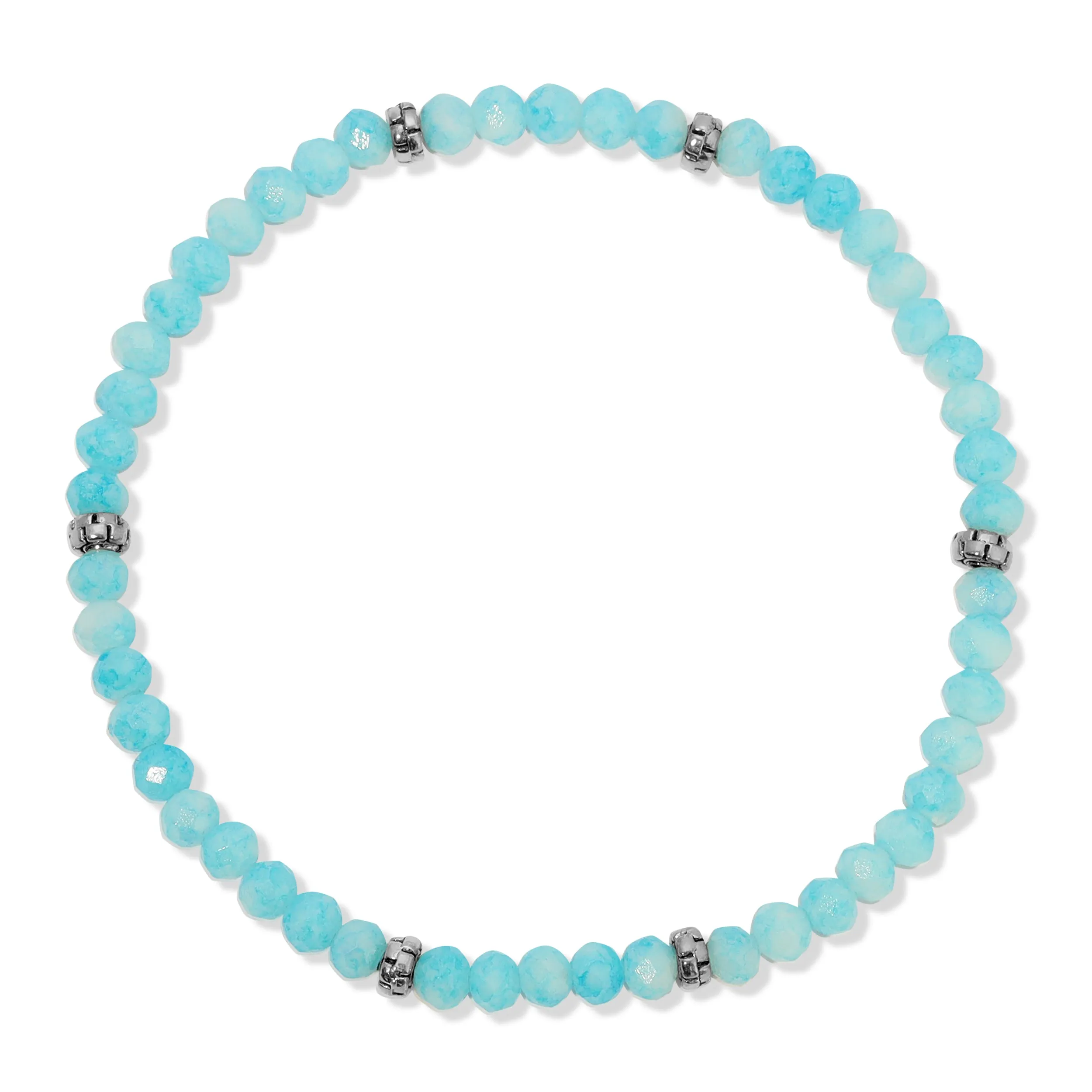 My FUN Colors Mini Crystal Bracelet Blue and White Tie-Dye Bracelet / Silver Accent