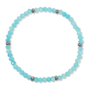 My FUN Colors Mini Crystal Bracelet Blue and White Tie-Dye Bracelet / Silver Accent