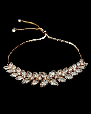 NEW ARRIVAL - bridal bracelet - Violet crystal flower adjustable bracelet - Exclusive at Kezani
