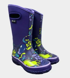 Oaki Kids Neoprene Rain & Snow Boots in Purple Unicorns