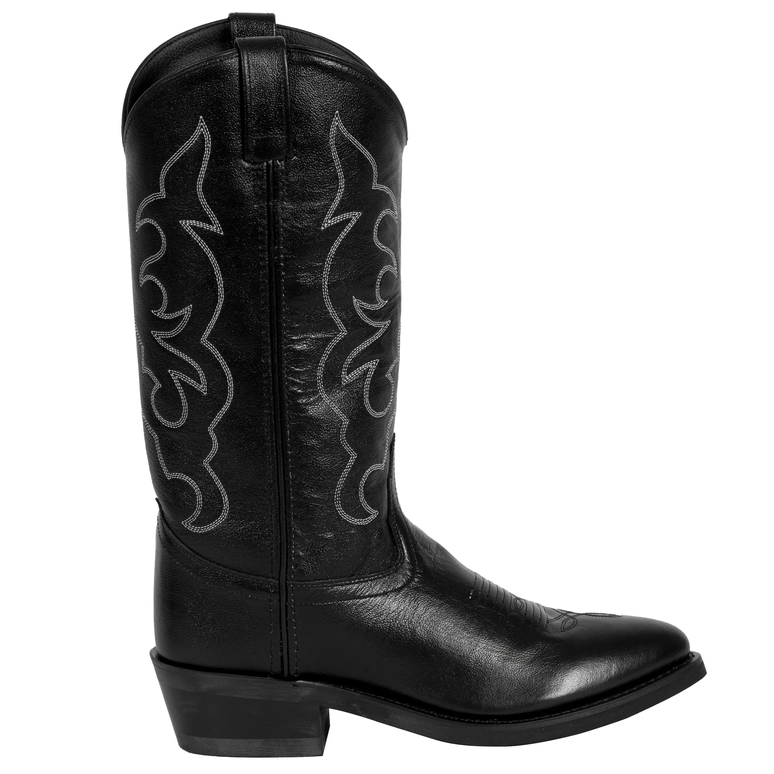 Old West Black Mens All Leather Stitch Narrow Round Toe 13in Cowboy Boots 13 EE