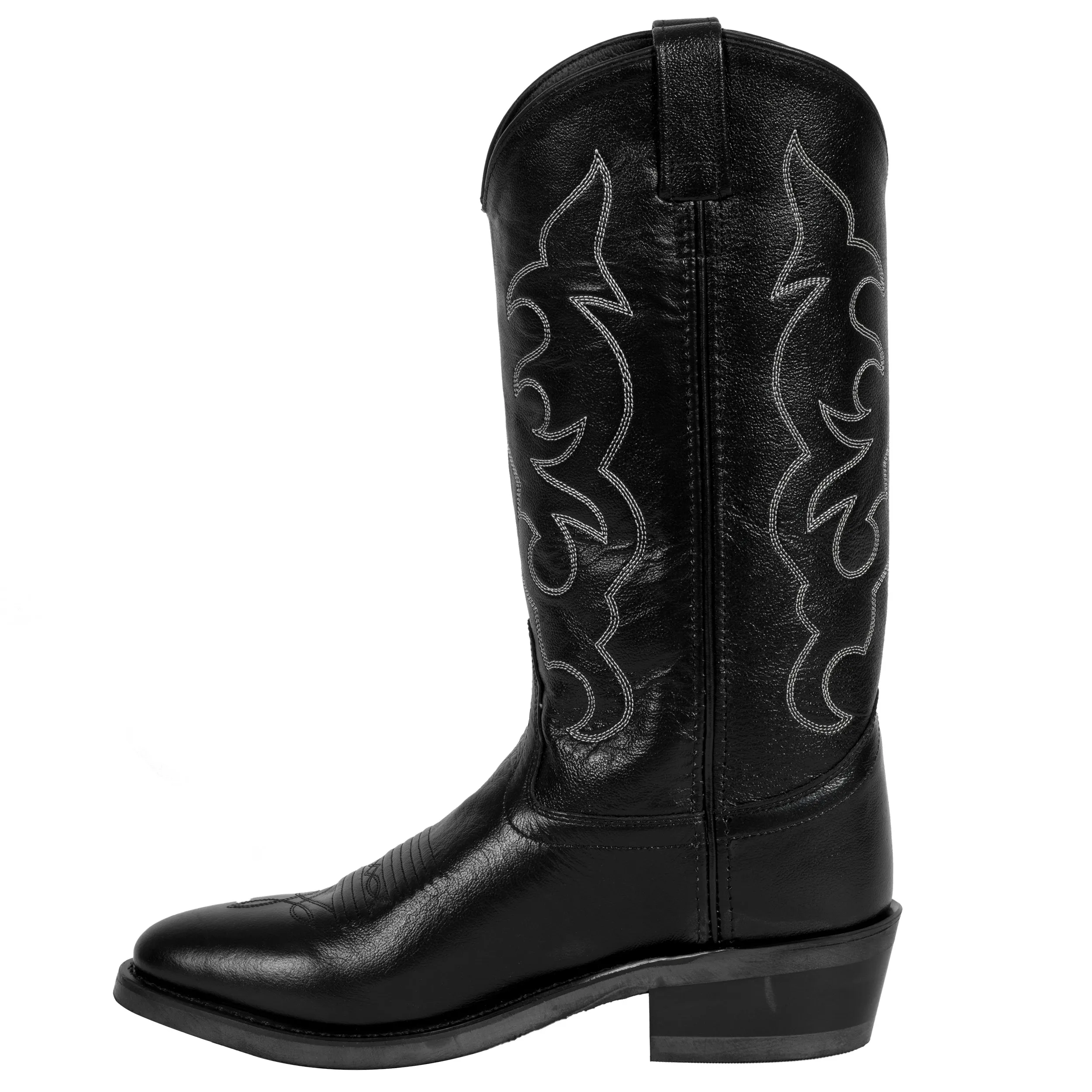 Old West Black Mens All Leather Stitch Narrow Round Toe 13in Cowboy Boots 13 EE