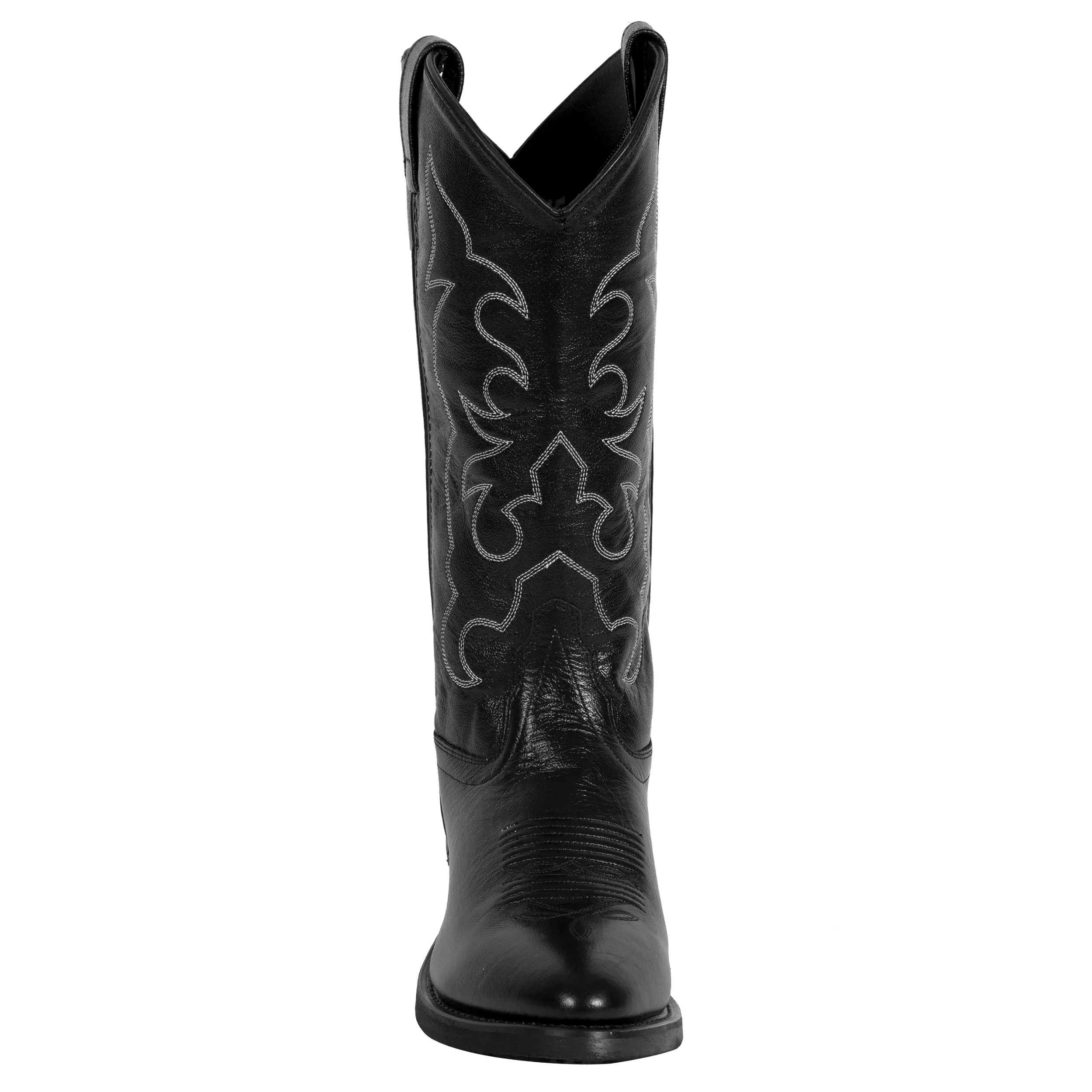 Old West Black Mens All Leather Stitch Narrow Round Toe 13in Cowboy Boots 13 EE