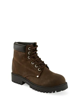 Old West Brown Children Boys Leather Work Boots 2D