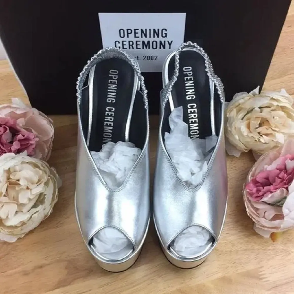 Opening Ceremony Silver Platform Heels 39