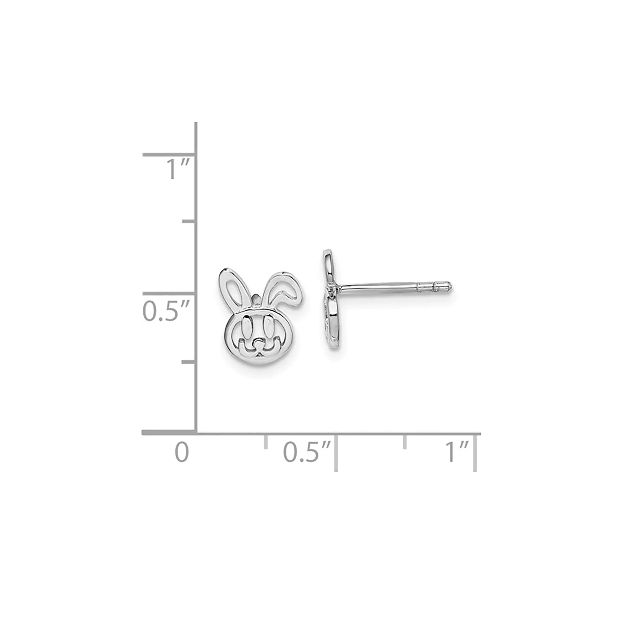 Outlined Bunny Stud Earrings (Silver)