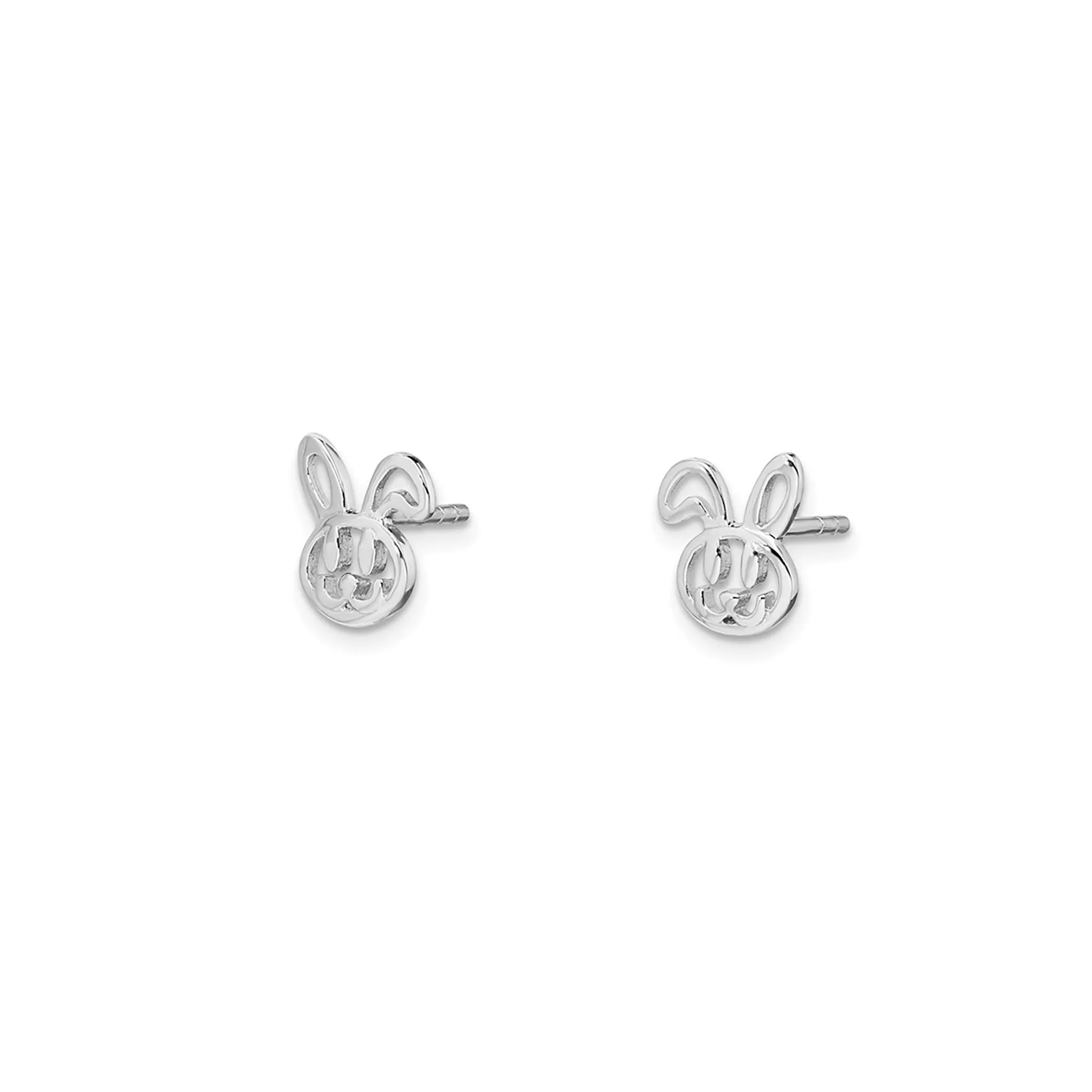 Outlined Bunny Stud Earrings (Silver)