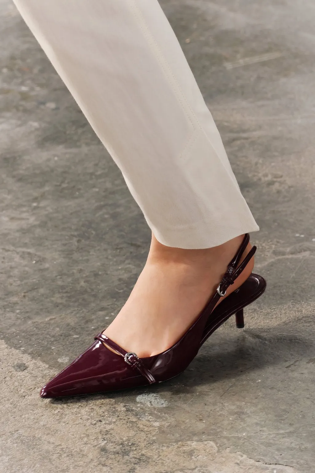 Patent Pointed Toe Slingback Kitten Heels