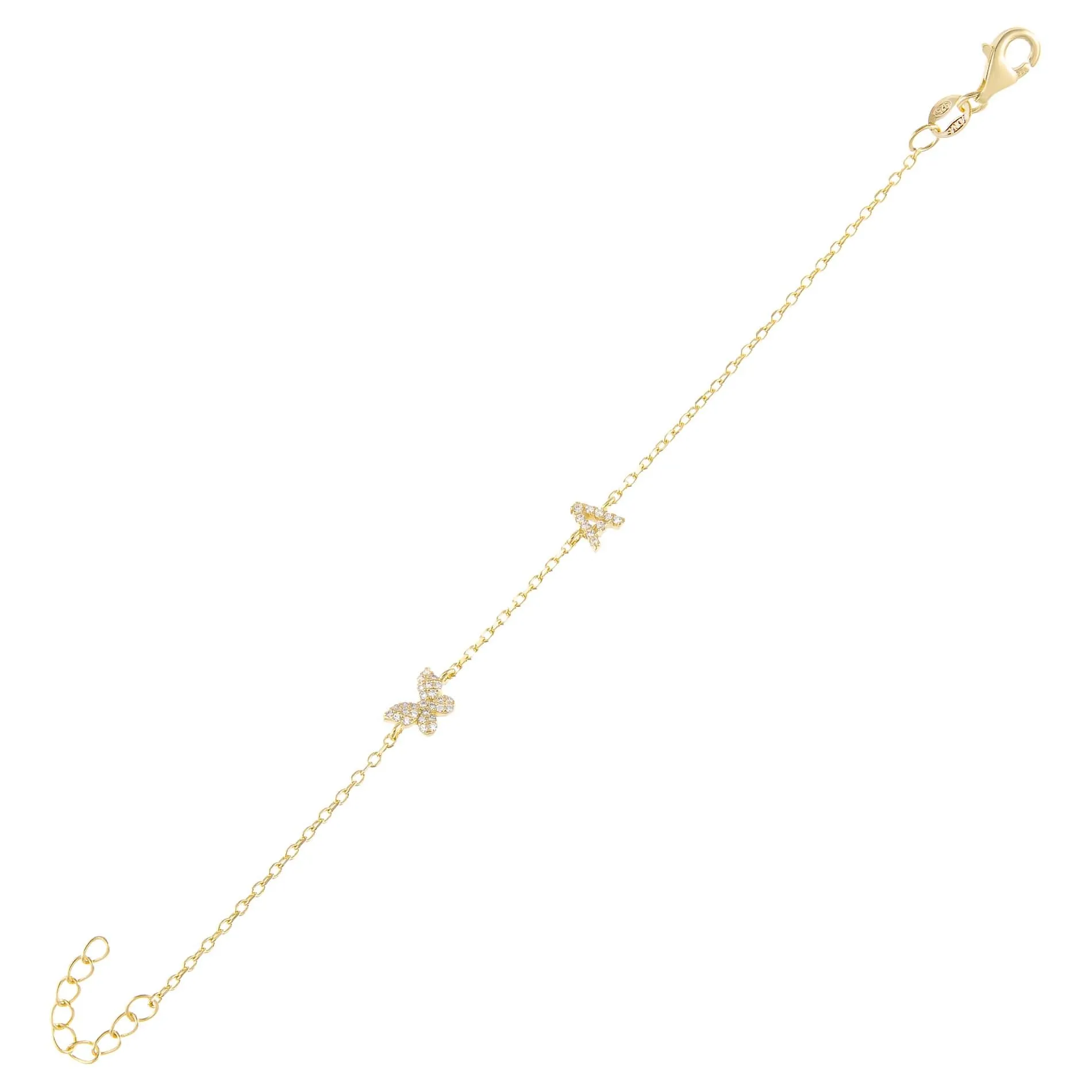 Pavé Butterfly Initial Bracelet