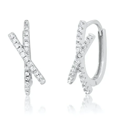 Pave X Vermeil Huggie Earrings