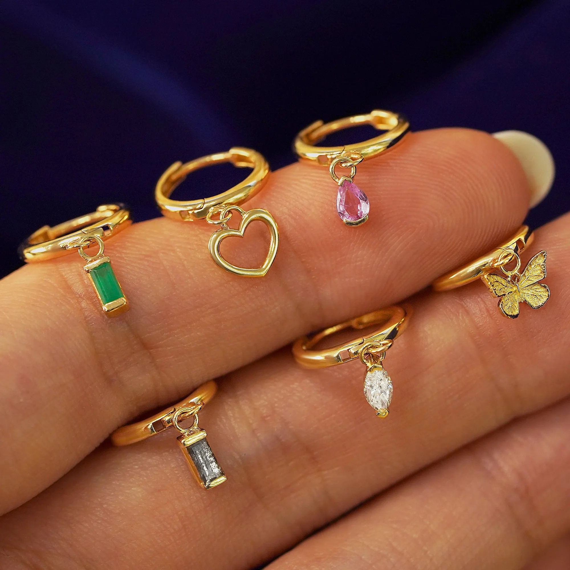 Pear Pink Sapphire Dangle Hoop