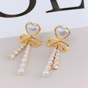 Pearl Bow Drop Earrings