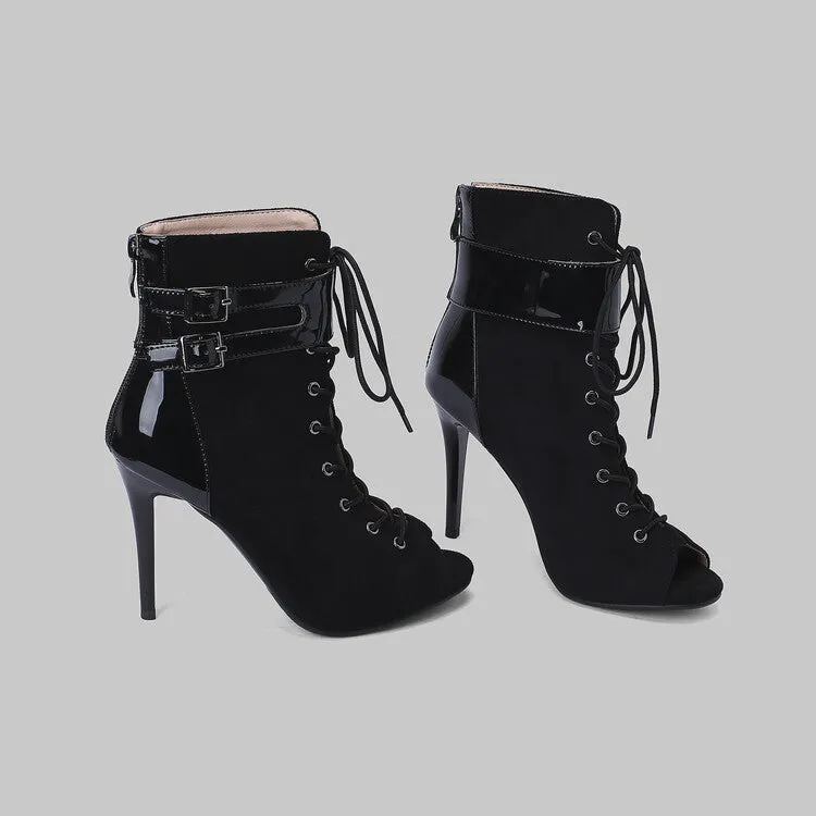 Peep Toe Lace-up Stiletto Heel Sandals