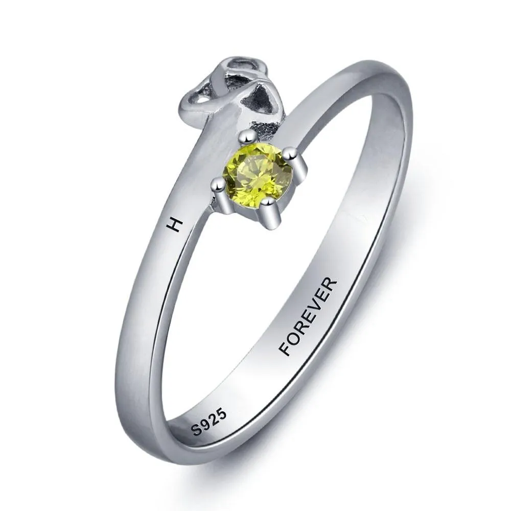 Personalized 925 Sterling Silver Engrave Name & Birthstone Rings, Fashion Jewelry Gift for Women