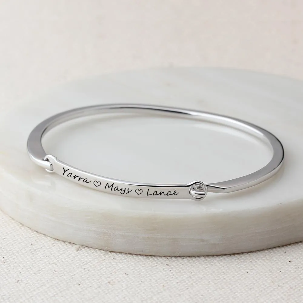 Personalized Fashion ID Bracelets with Name Engraving & 2 Color Options, Customize Bangles for Women