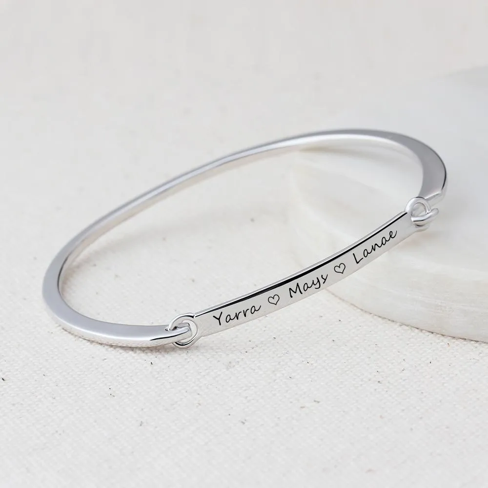 Personalized Fashion ID Bracelets with Name Engraving & 2 Color Options, Customize Bangles for Women