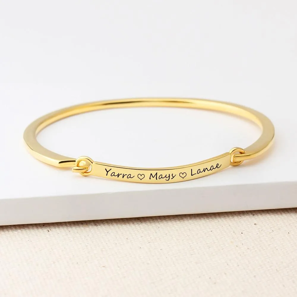 Personalized Fashion ID Bracelets with Name Engraving & 2 Color Options, Customize Bangles for Women