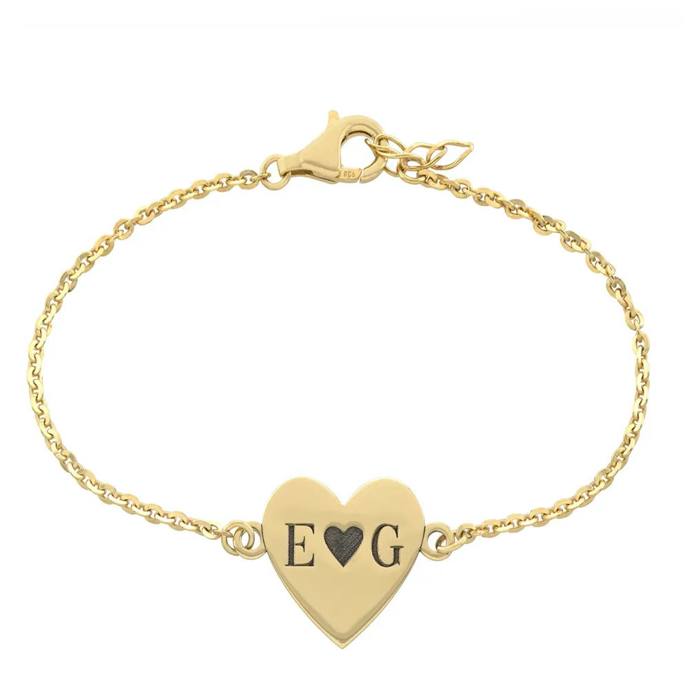 Personalized Heart Double Initial Bracelet