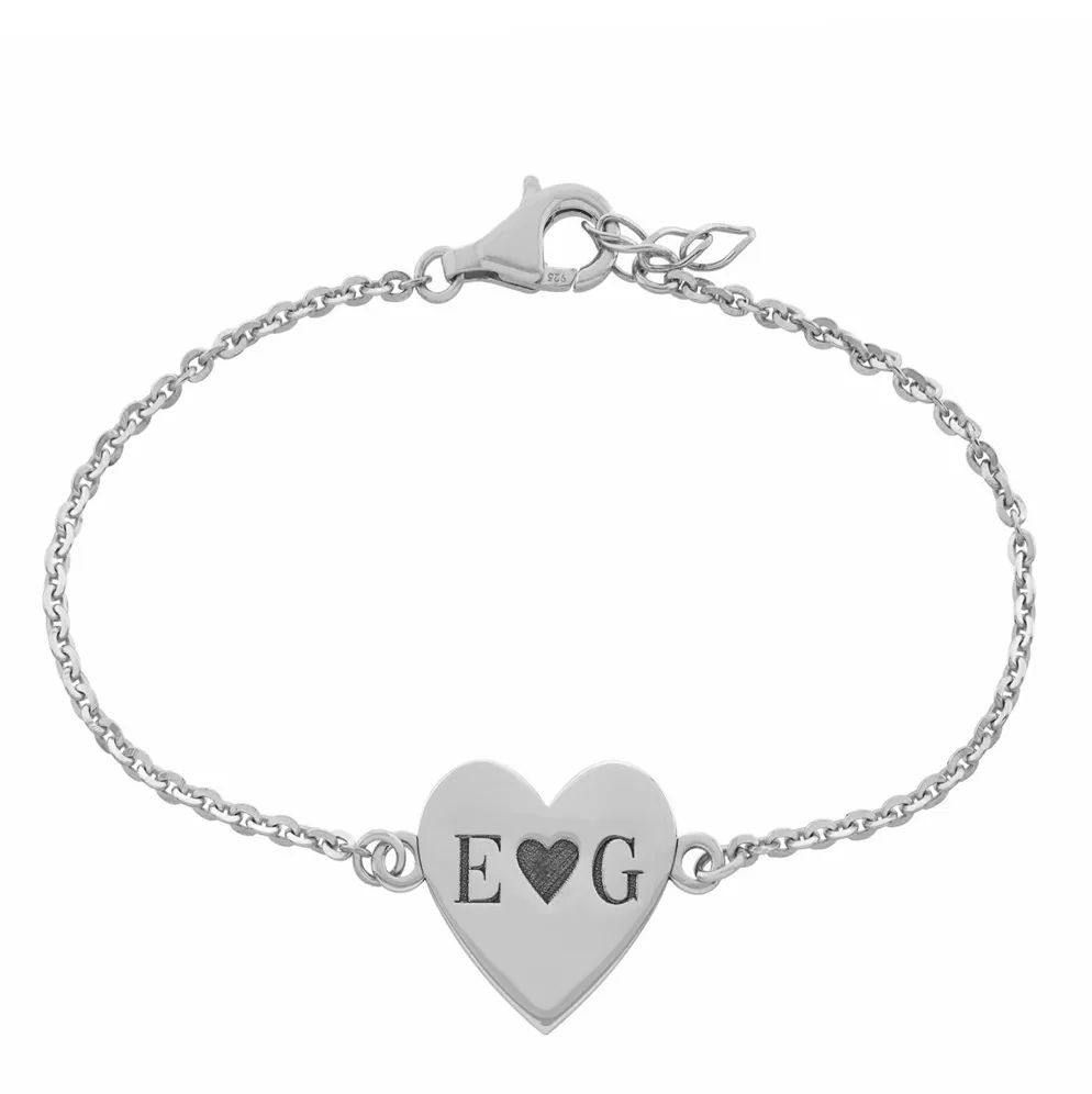 Personalized Heart Double Initial Bracelet
