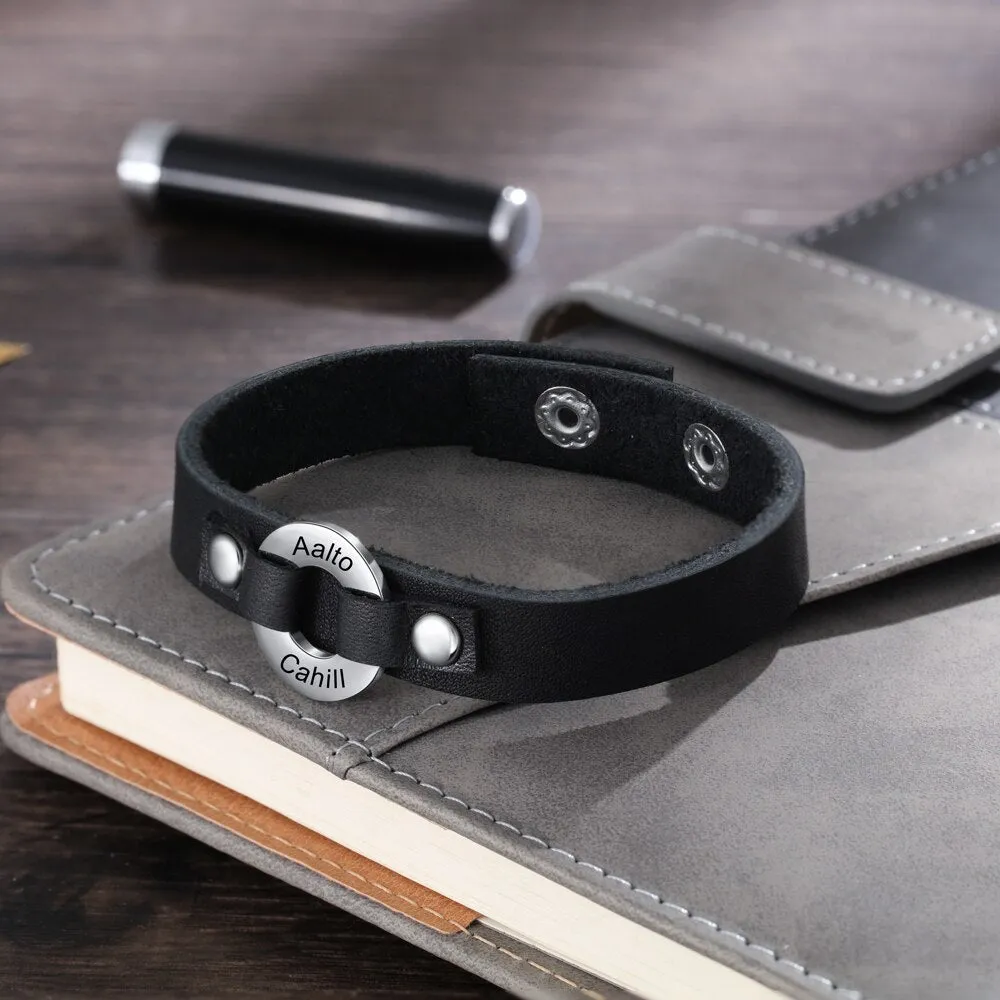 Personalized Name Engraving Circle Bracelets For Men