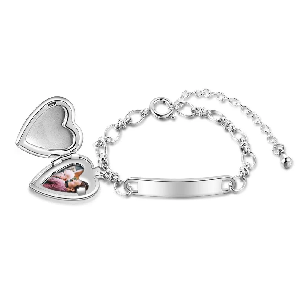 Personalized Photo With Heart-Locket Charms Bracelet