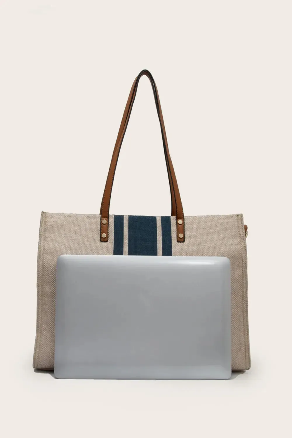 'Phoebe' Striped Laptop Tote Bag