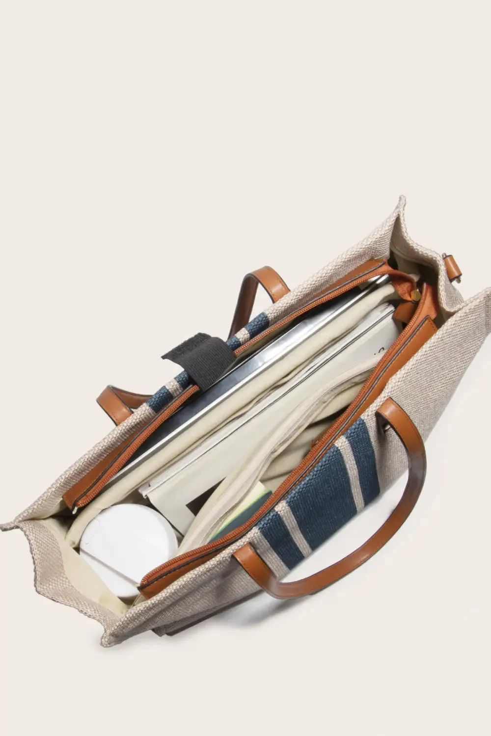 'Phoebe' Striped Laptop Tote Bag