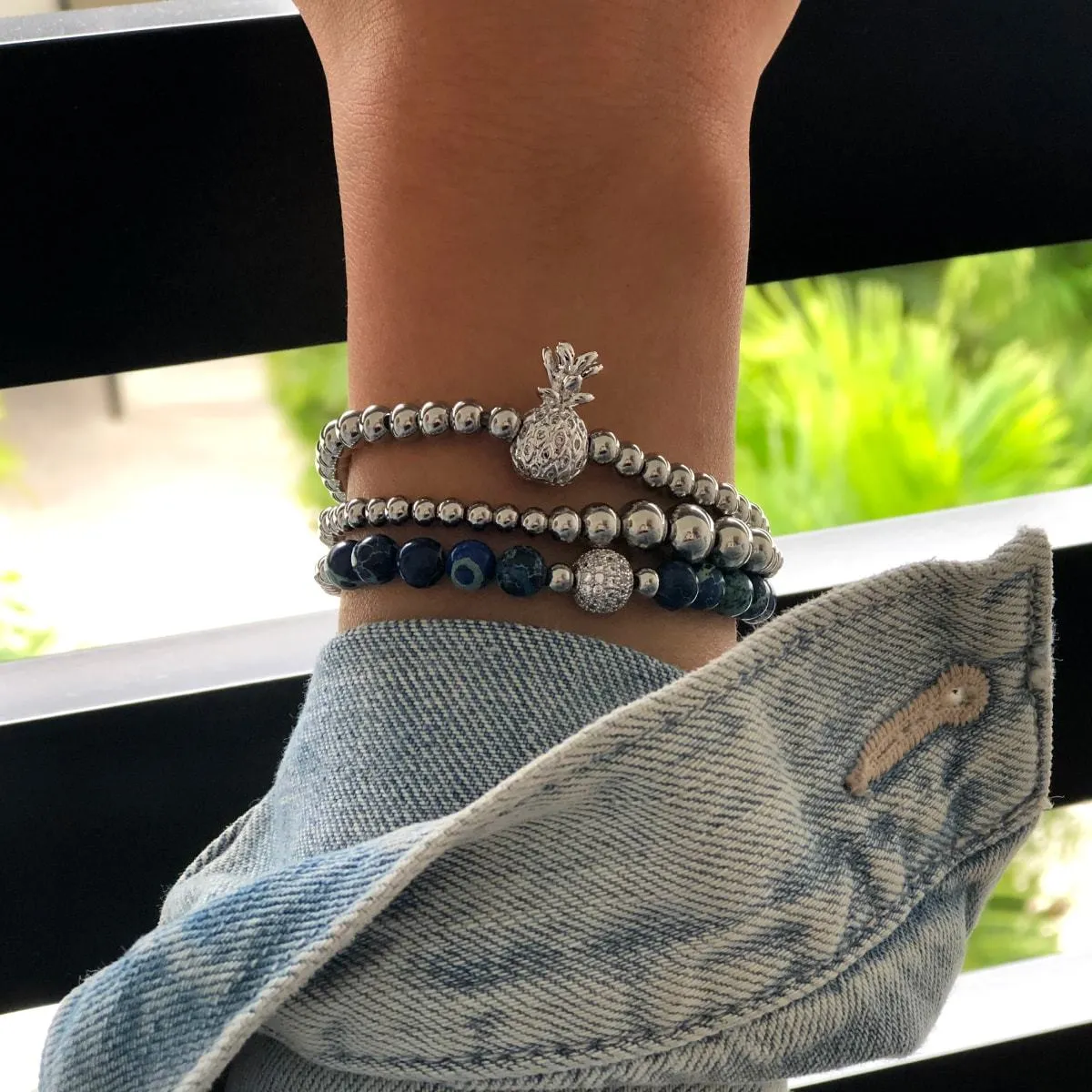 Piña Colada | Silver | Crystal Pineapple Bracelet