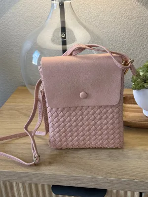 Pink Criss Crossed Design Crossbody Bag