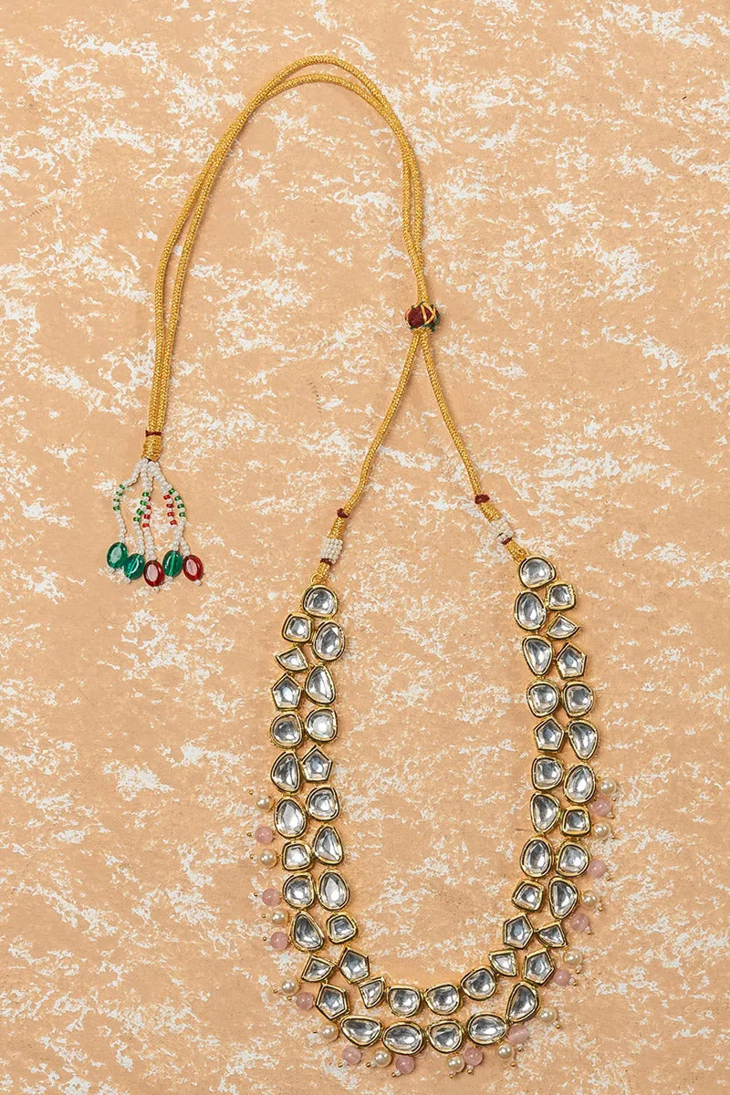 Pink Kundan Mala With Stone Detailing