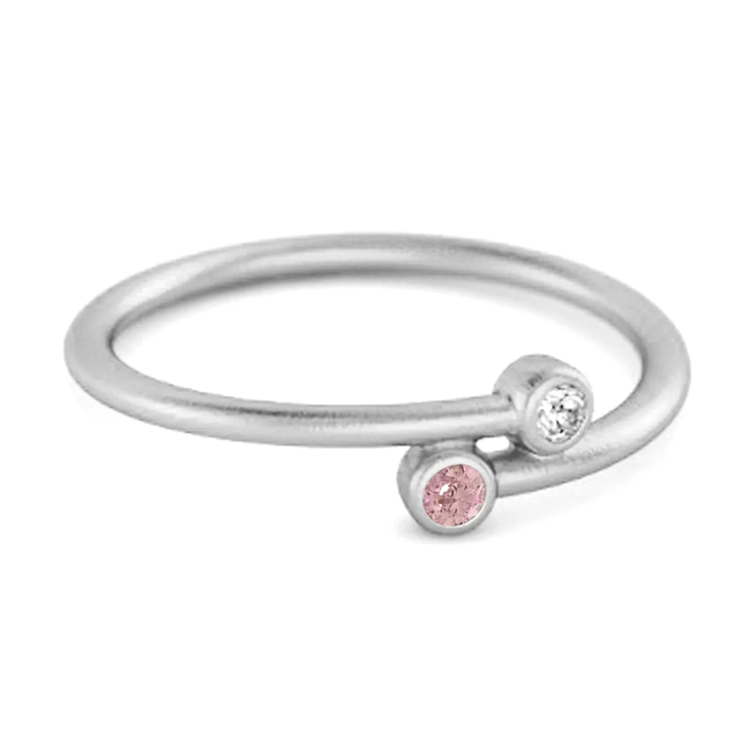 Pink Zirconia Birthstone 925 Sterling Silver Personalized Split Ring