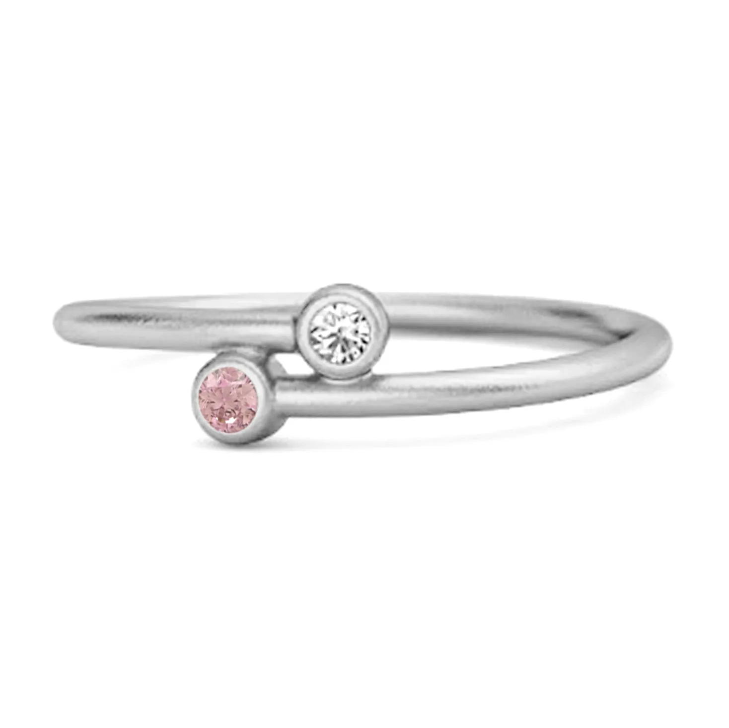 Pink Zirconia Birthstone 925 Sterling Silver Personalized Split Ring