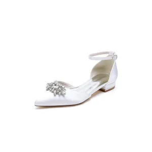 Pointed Toe Rhinestone Ankle Strap Kitten Heels