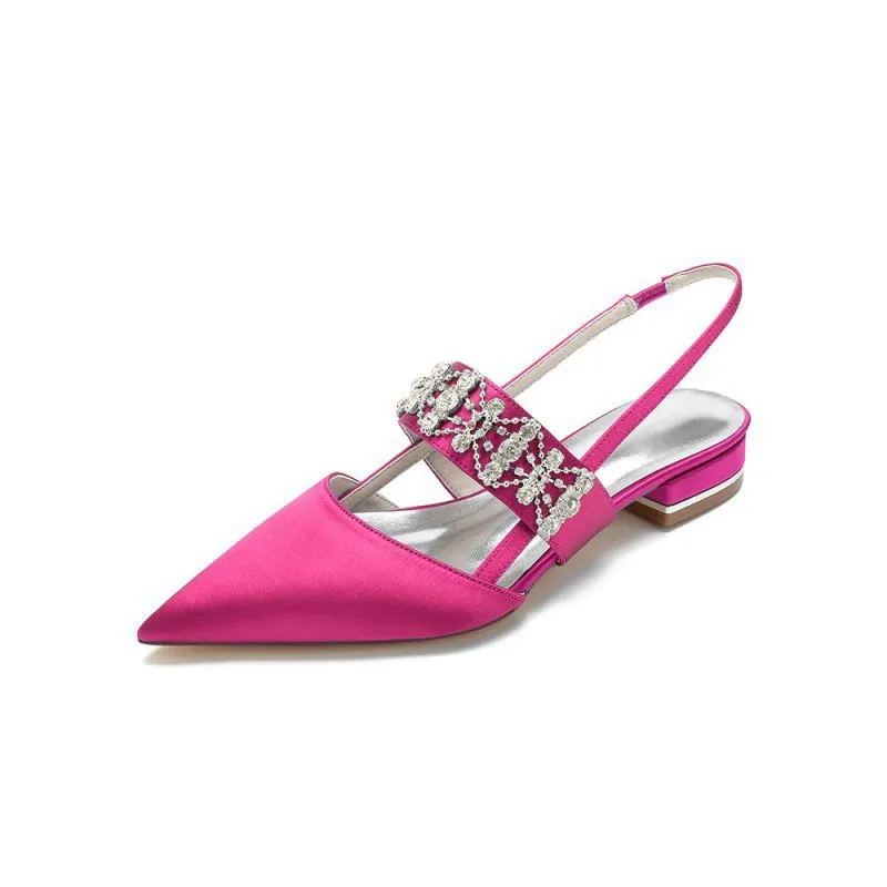 Pointed Toe Rhinestone Beaded Kitten Heels