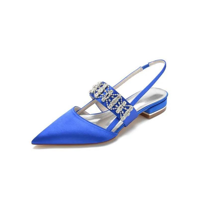 Pointed Toe Rhinestone Beaded Kitten Heels