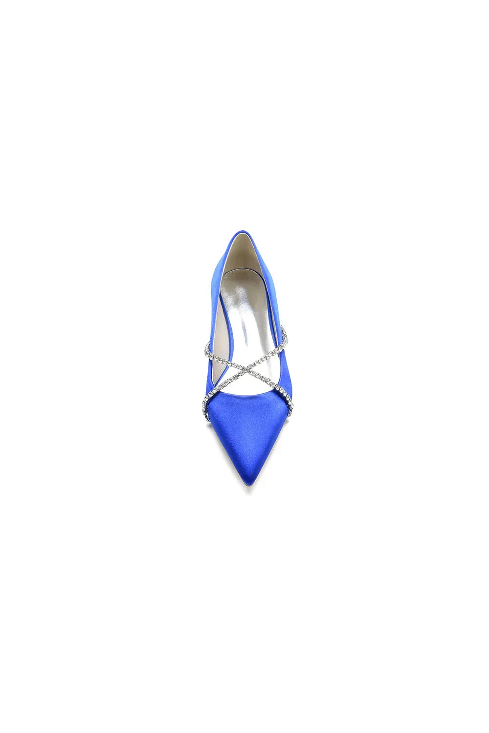 Pointed Toe Rhinestone Strap Kitten Heels