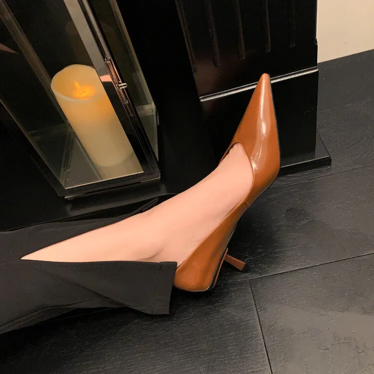 Pointed Toe V-shaped Mouth Heels