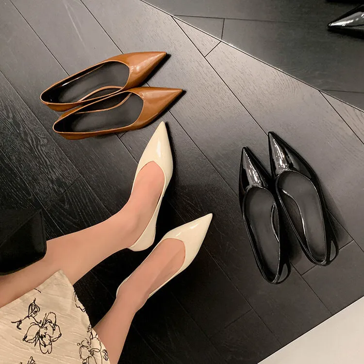 Pointed Toe V-shaped Mouth Heels