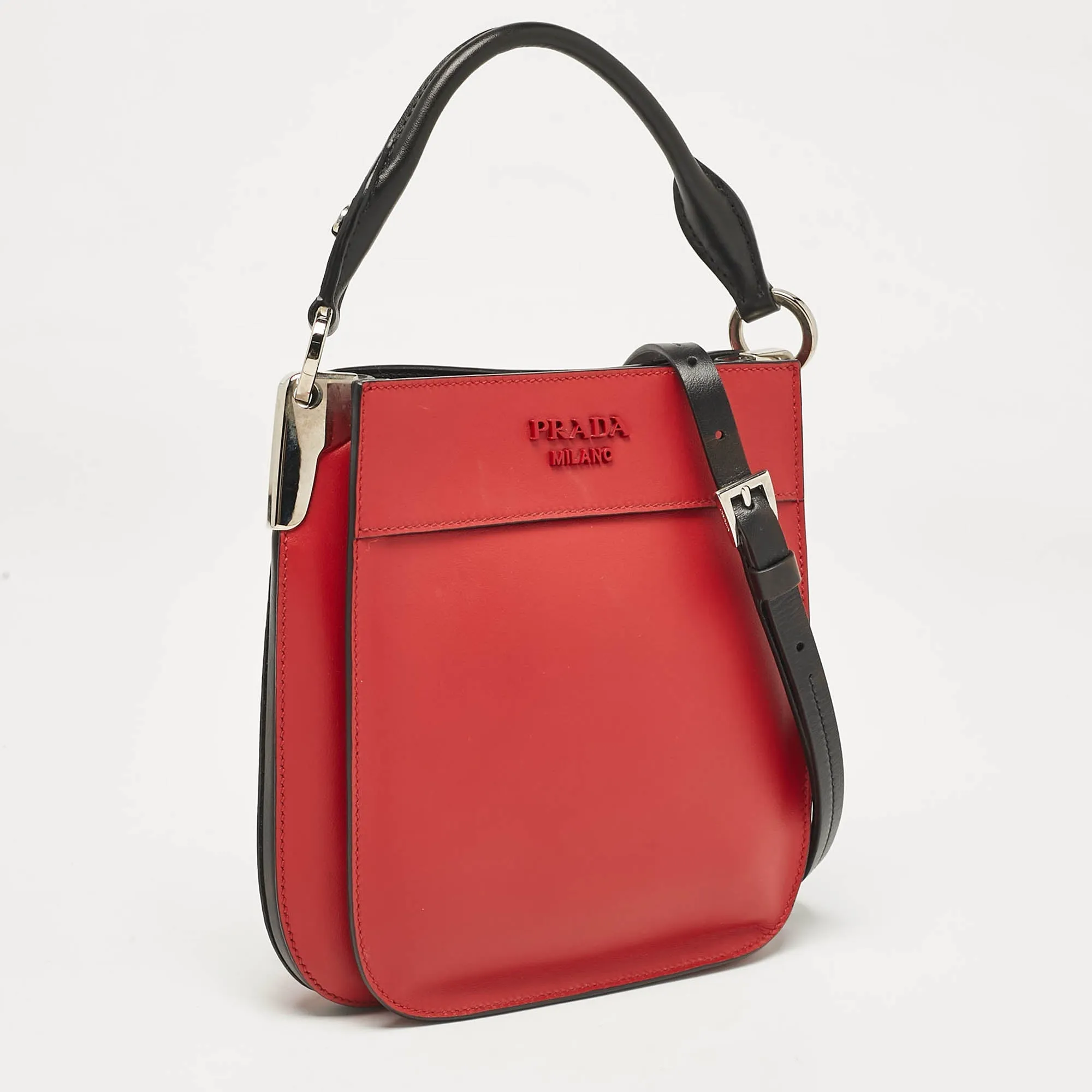 Prada Red Leather Mini Margit Hobo