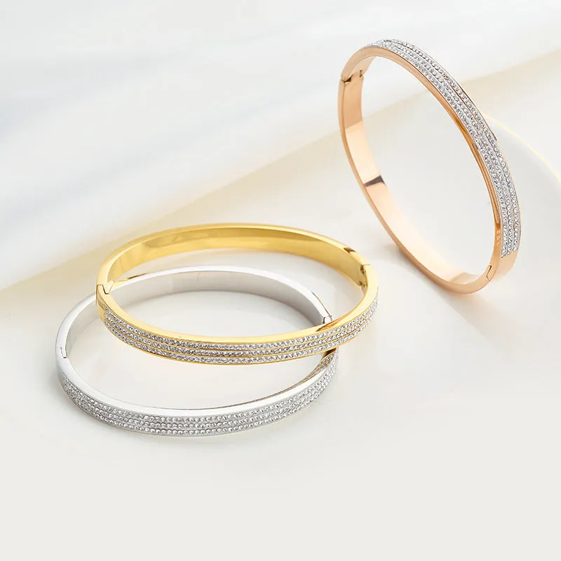 Premium Quality Gold plated Stainless Steel crystal bangles for Women