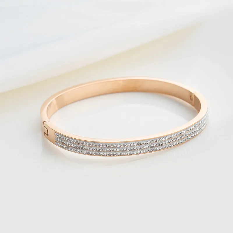 Premium Quality Gold plated Stainless Steel crystal bangles for Women