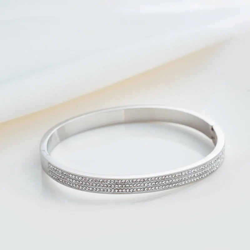 Premium Quality Gold plated Stainless Steel crystal bangles for Women