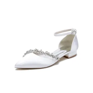 Pretty Rhinestone Pointed Toe Ankle Strap Kitten Heels