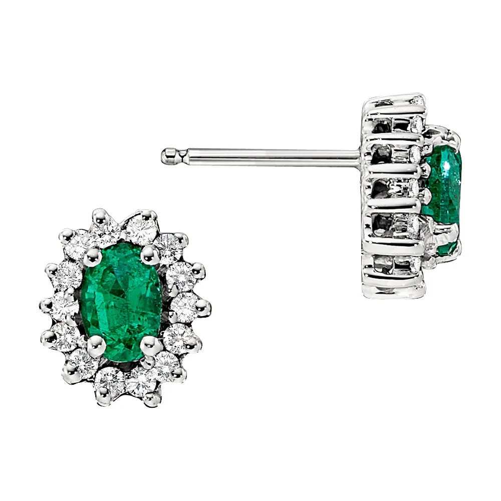 'Princess Di' Style Emerald and Diamond Halo Ring