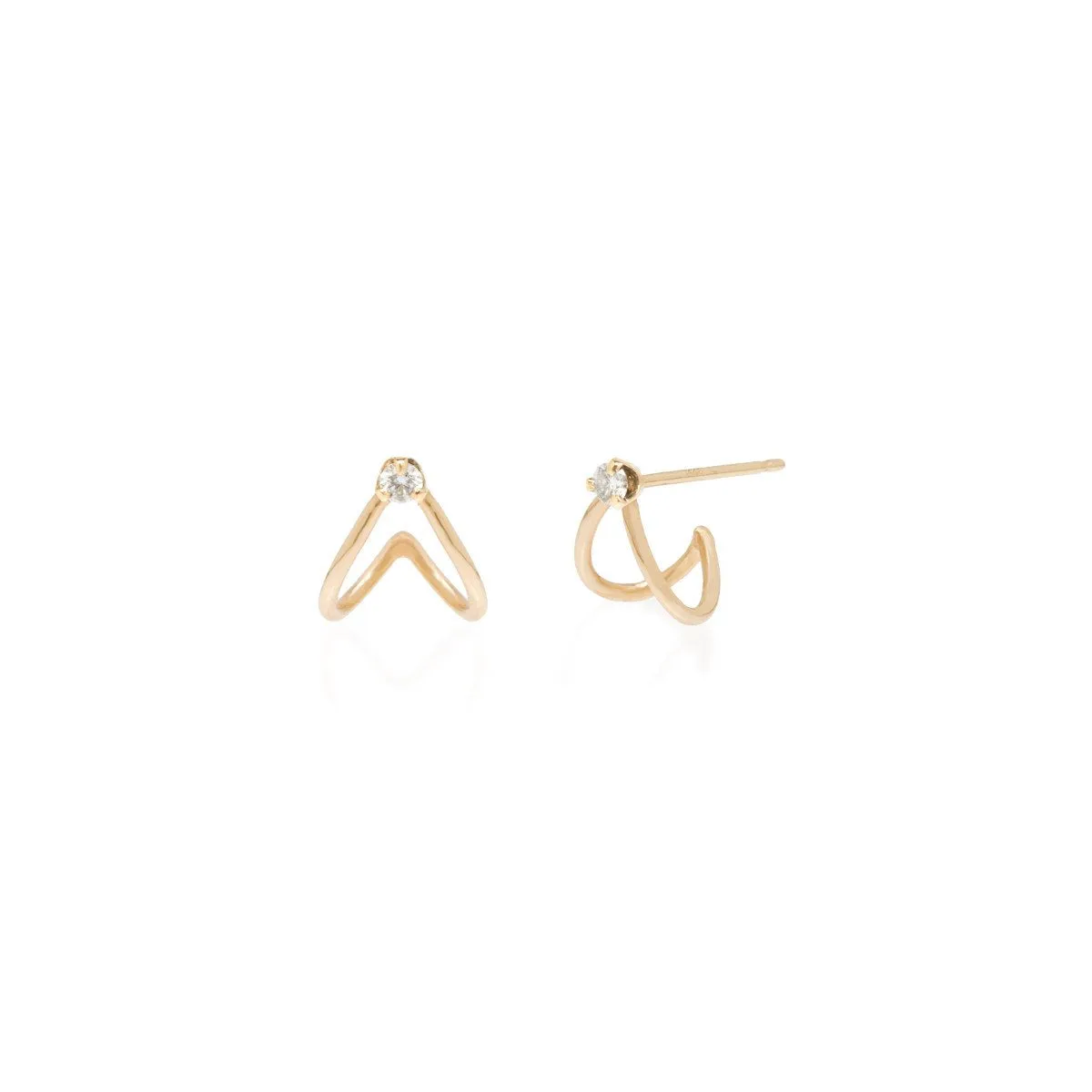 Prong Set Diamond Split Huggie Hoops