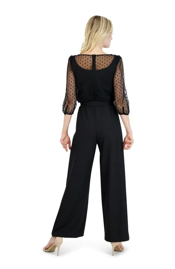 Puff Sleeve Boat Neck Jumpsuit