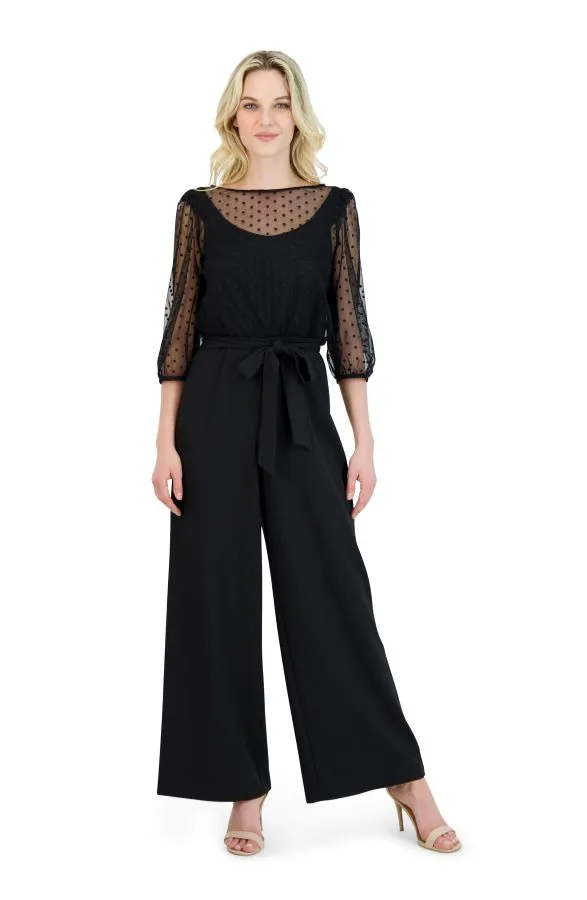 Puff Sleeve Boat Neck Jumpsuit