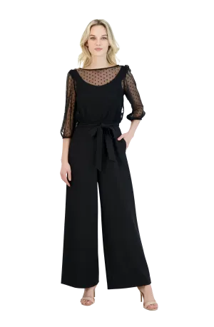 Puff Sleeve Boat Neck Jumpsuit