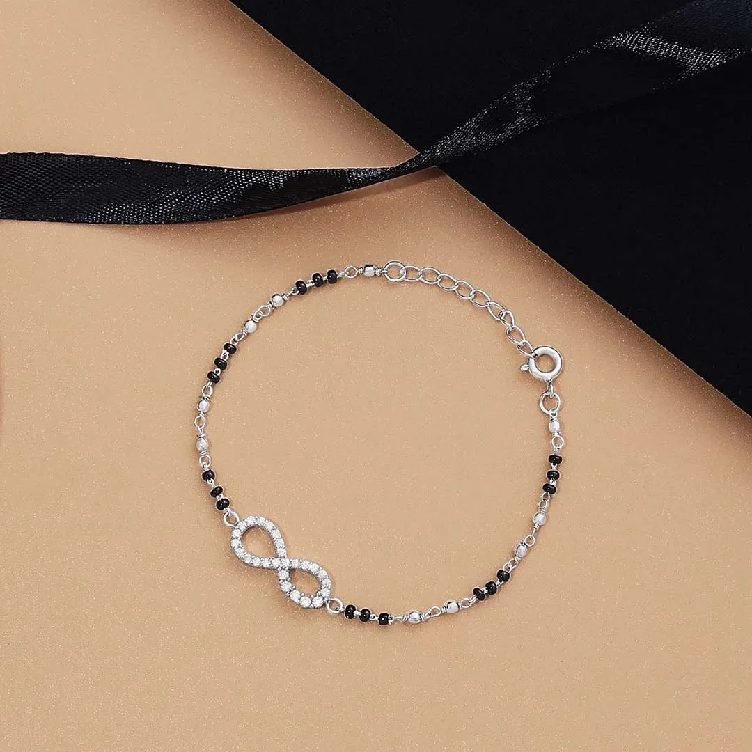 Pure Sterling Silver Infinity Knot Design Hand Mangalsutra Bracelet