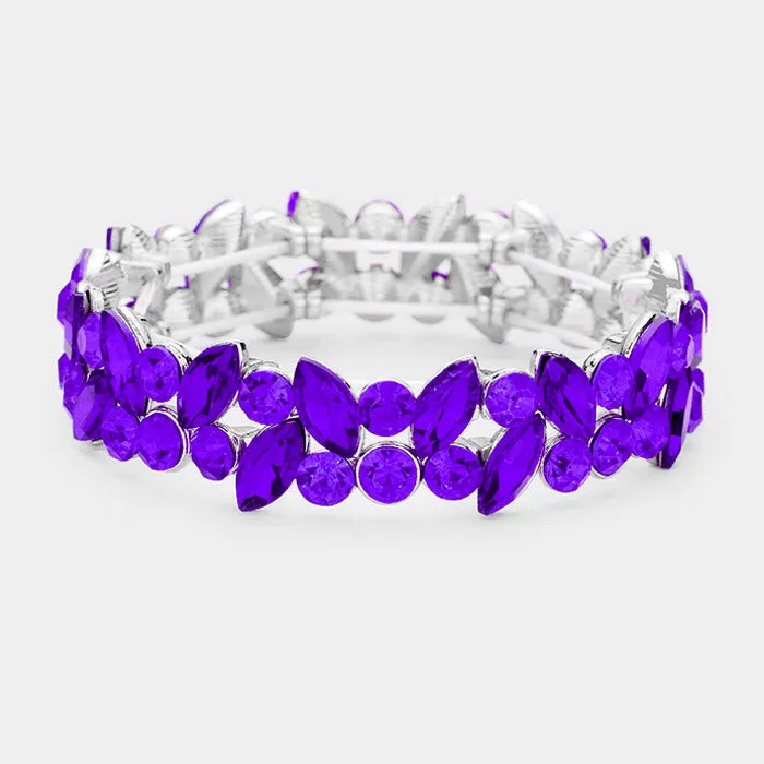 Purple Crystal Marquise Stone Pageant Bracelet | Prom Bracelet | 425176